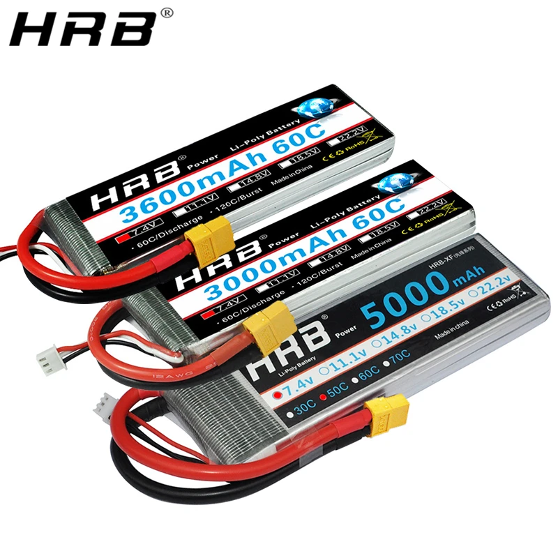 hrb 2s 74 v lipo батарея xt60 1800mah 2600mah 3300mah 3600mah 4000mah 5000mah 5200mah 6000mah 8000mah 10000mah
