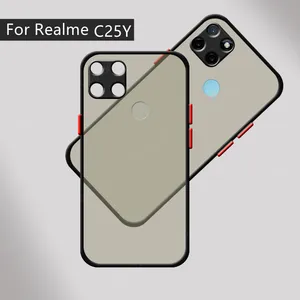 for cover realme c25y case for realme c25y capas bumper back colour frame translucent matte cover for oppo realme c25y fundas free global shipping