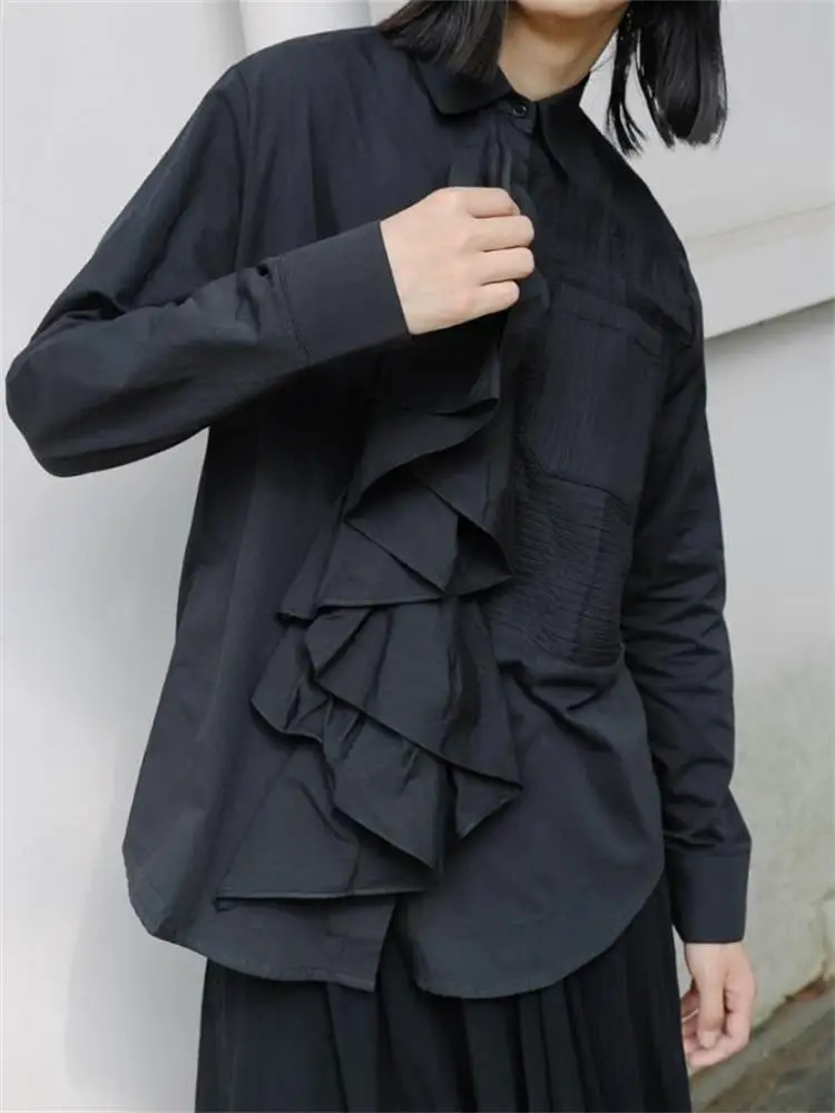 Men's Long-Sleeve Shirt Spring And Autumn New Korean Version Of Japanese Lotus Design Neutral Cool Wind Leisure Large Shirt