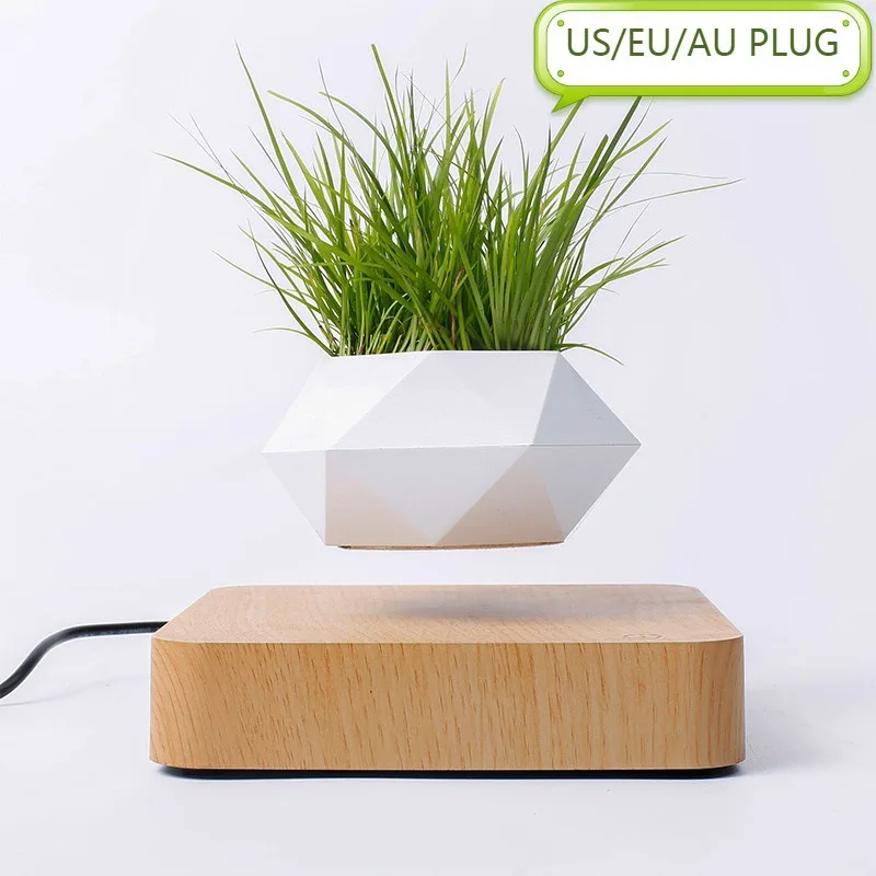 

Floating Geometric Magnetic Levitating Flower Pot Bonsai Creative Humidifier Self Watering Planter Home Office Desk Decor