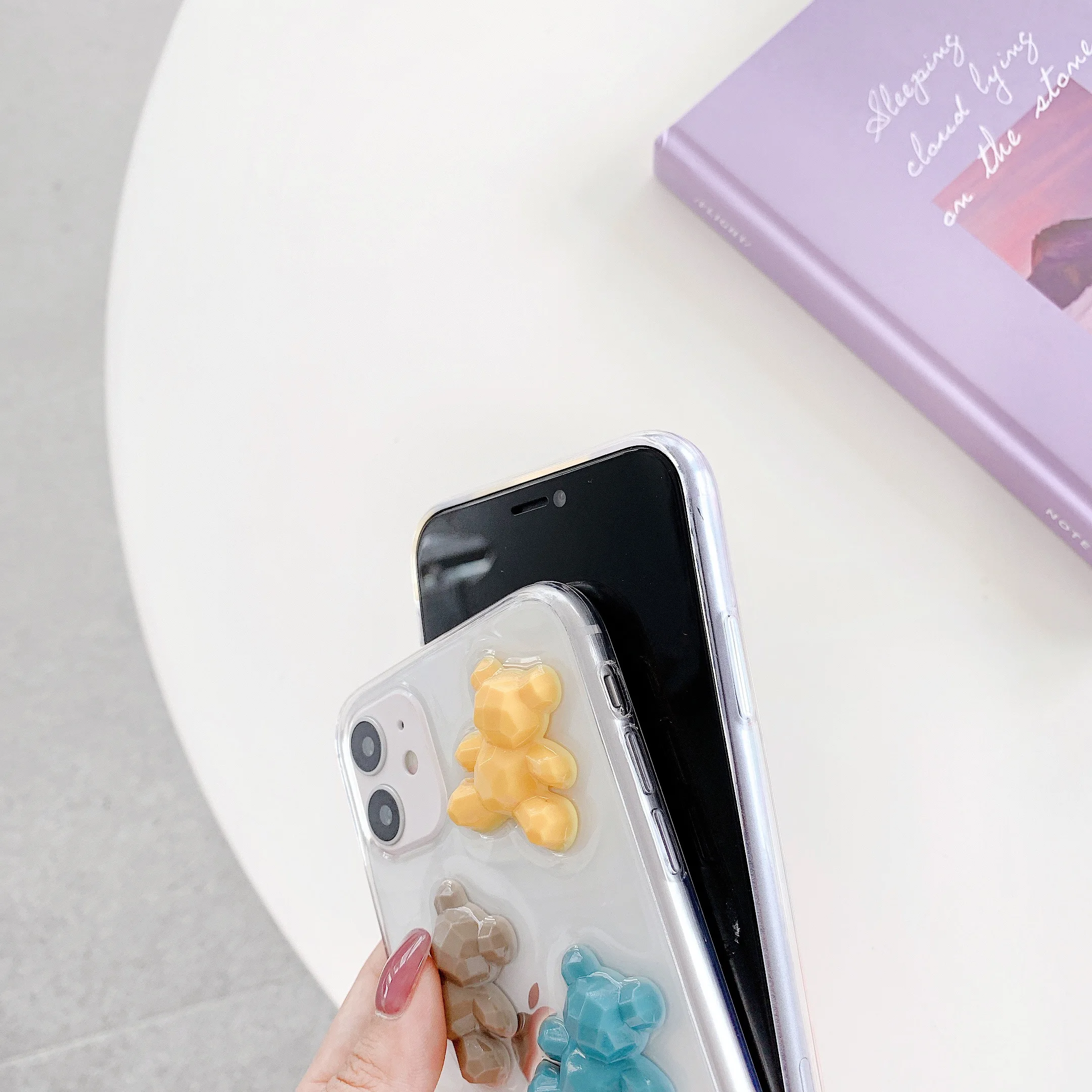 

Cute 3D Stereoscopic Little Bear Shockproof Phone Case For iPhone 11 12 Pro Max 12 Mini Xs Max XR XS X Soft Clear TPU Back Cove