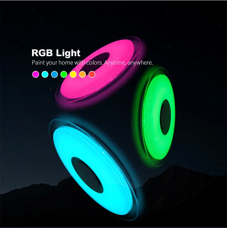 Умный светодиодный потолочный светильник RGB с регулируемой яркостью 25 Вт 36 Вт 52 Вт, управление через Bluetooth и музыку, современный светодиодный потолочный светильник для гостиной/спальни 220 В