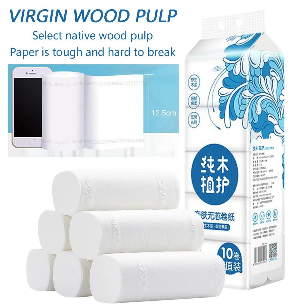 Рулонный пакет из 10 бумажных туалетных рулонов для ванной туалетной бумаги белый