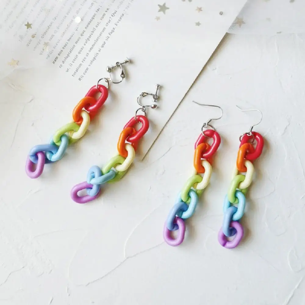 Премиум Новинка Ins Macarons Ретро Радужная Пряжка акриловая Длинная цепочка Judi Fun