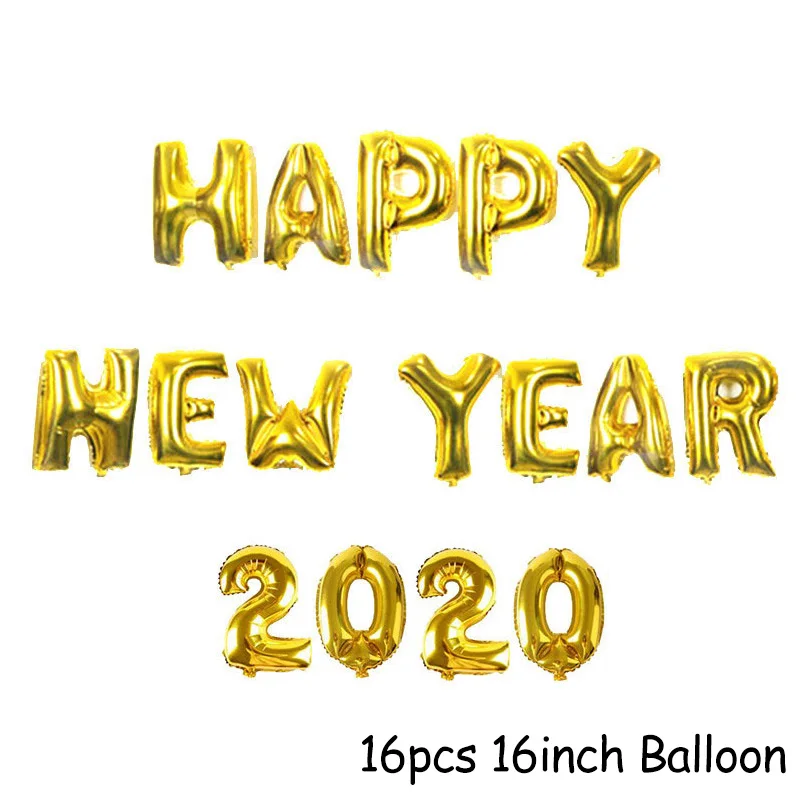 16pcs Balloons Фоторамка с новогодним декором воздушные шары из фольги новогодние Вечерние Декорации шариковые шары с цифрами - Цвет: 16pcs Balloons