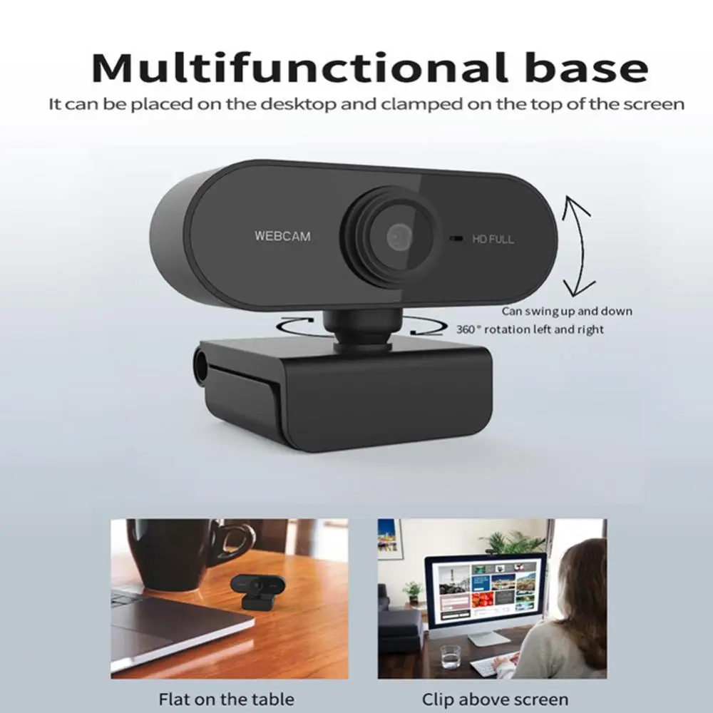

Mini Portable High Resolution 1080P Auto Focus Webcam with Mic for Online Class Live Broadcast Video Calling Conference Work