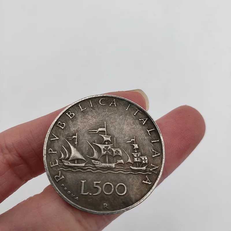 

Italy Coin 500 Lire "Caravelle" Commemorative Coin Collection Crafts Sea And Boat Home Decoration Gifts Souvenir