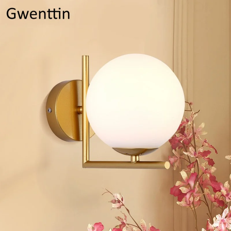 Скандинавские Стеклянные Настенные светильники лампы для спальни прикроватная