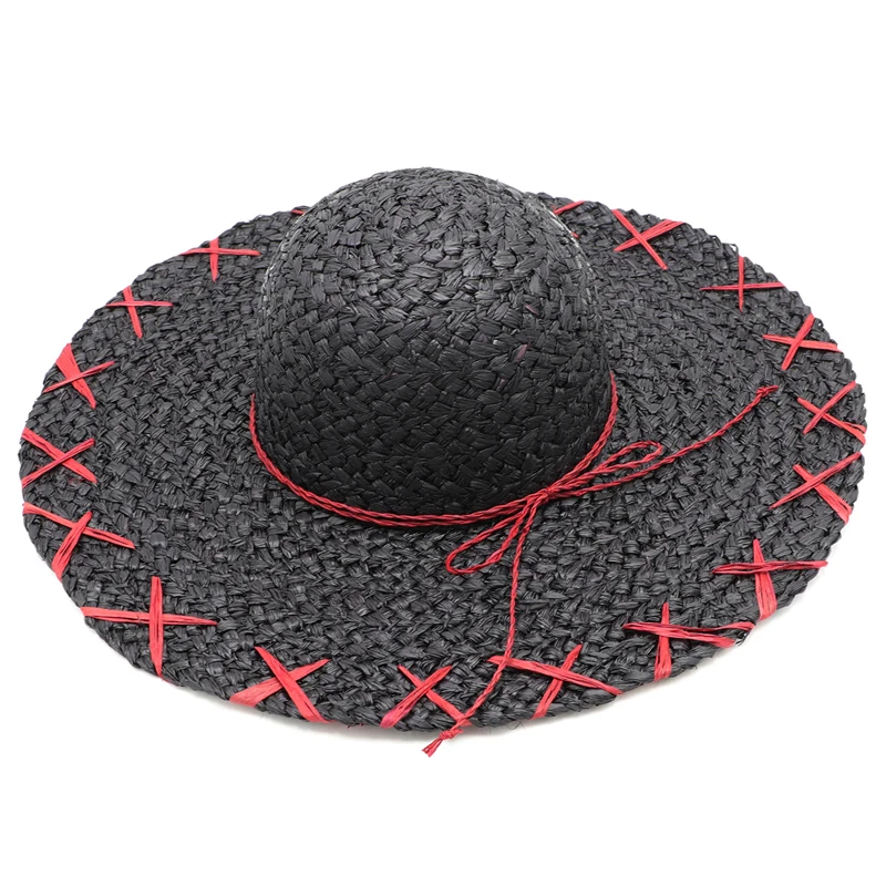 Женская соломенная шляпа с широкими полями Пляжная Шляпа Fedora UPF50 + |