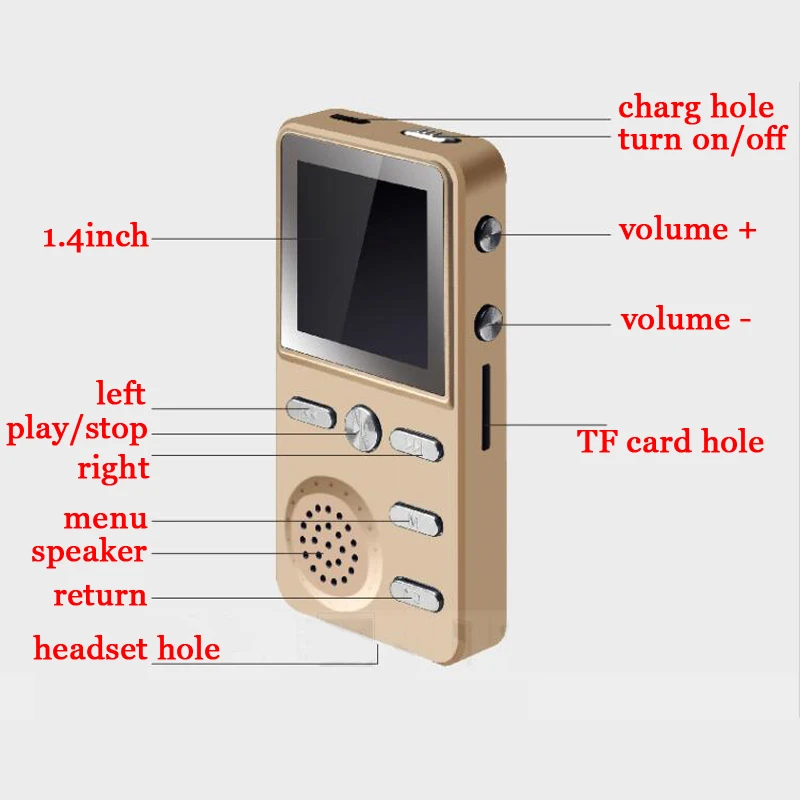 Mp3-плеер HD 8 ГБ/4 ГБ с экстракоррозионным динамиком FM-радио будильником Hifi музыка