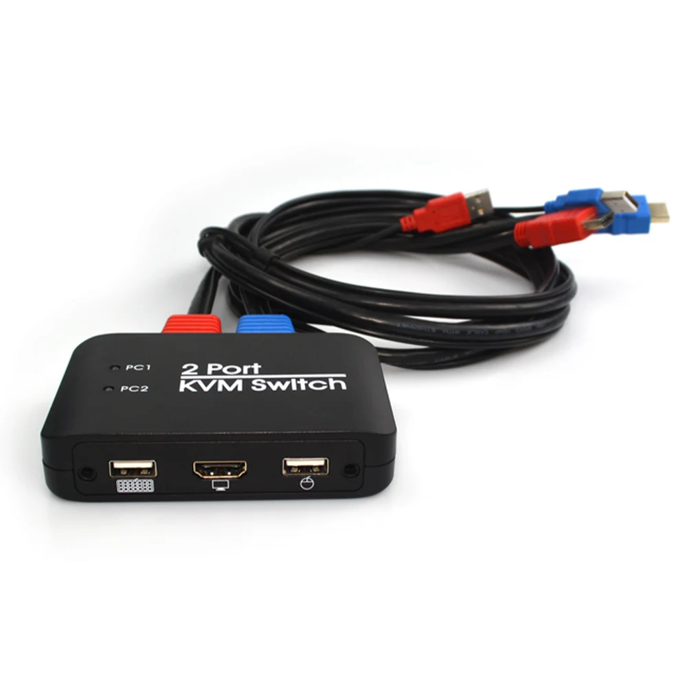 

KVM Switch 2 Ports 4K 60Hz 2 In 1 Out Splitter with 1.2m Wire KVM HDMI-Compatible Switcher for Keyboard Mouse U Disk