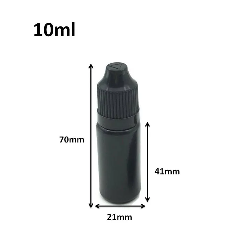 

500pcs Empty 10ml Black Plastic Dropper Bottle PE Soft E Liquid Bottles With Childproof Cap Needle Vial