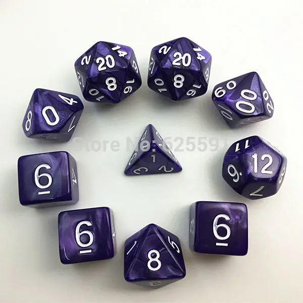 10 шт./компл. с сумкой D4 D6 D8 D10 D % D12 D20 dnd набор костей для ролевых игр перламутровый