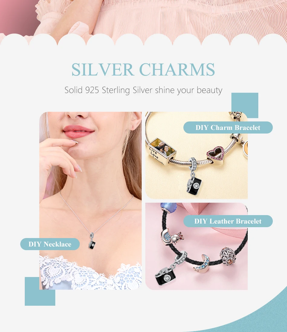 2019 модные сверкающие бусины из серебра 925 пробы с фианитом для камеры подходят