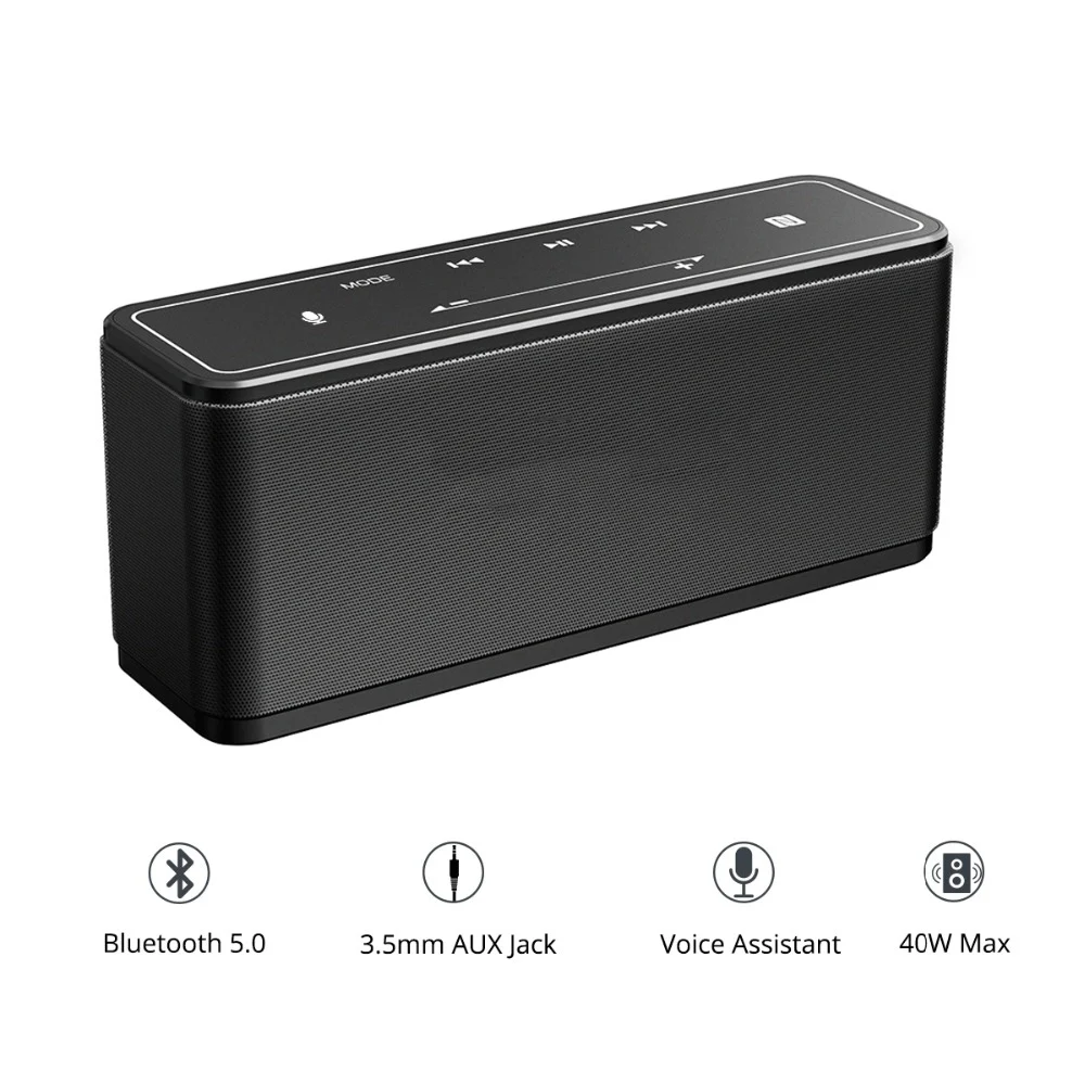 Mega Bluetooth 5.0 Speaker Portable Speaker 40W Colums Touch Control Soundbar Support Voice Assistant,NFC,TWS,MicroSD