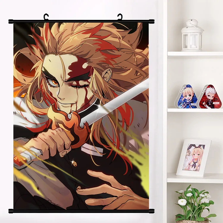 Аниме демон убийца: Kimetsu no Yaiba Uzui Tengen Rengoku Shinjurou Obanai настенный свиток плакат Настенные подвесные плакаты домашний декор