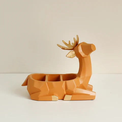 Геометрический органайзер для хранения оленей Wapiti Статуэтка оленя статуи для домашнего декора скульптура животного ящик для хранения для домашнего офиса