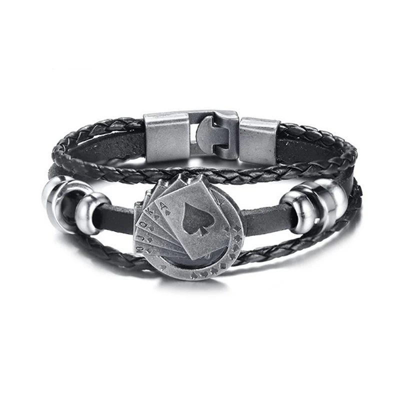 Мужской и женский кожаный браслет Vnox винтажный многоуровневый плетеный Raja Vegas со