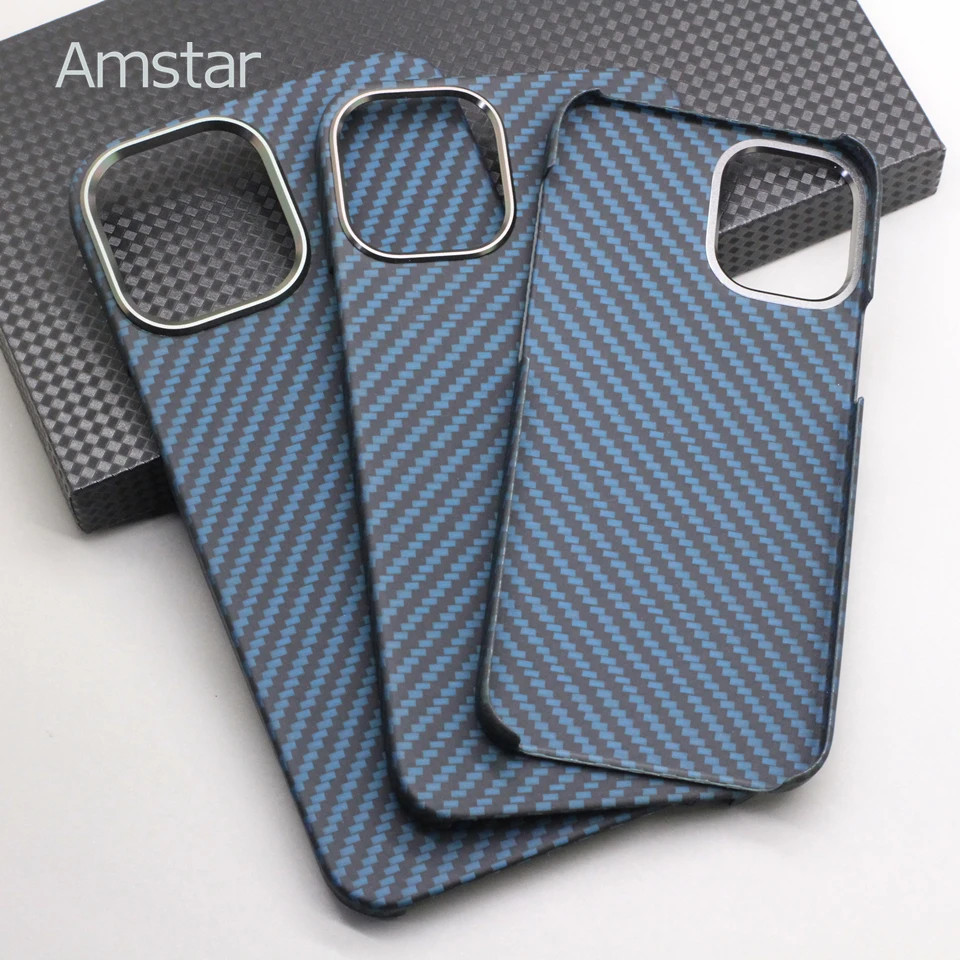Роскошный темно синий защитный чехол Amstar из углеродного волокна для iPhone 12 Pro Max Mini