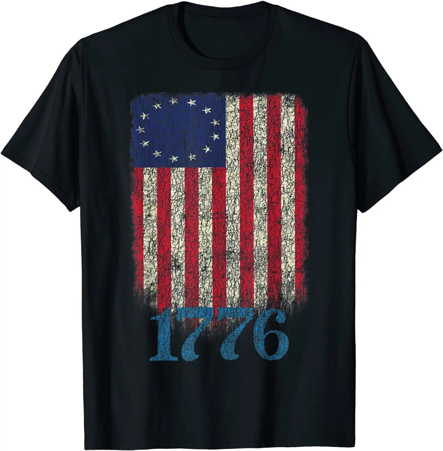 

4th Of July American Flag Men Tshirt 1776 Retro Shirts Short Casual 100% Cotton Shirts