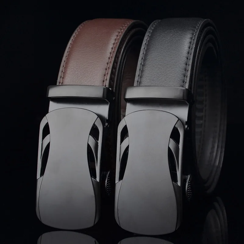 Men's black leather belt leather low-key luxury sports car automatic buckle belt business casual pants belt leather men