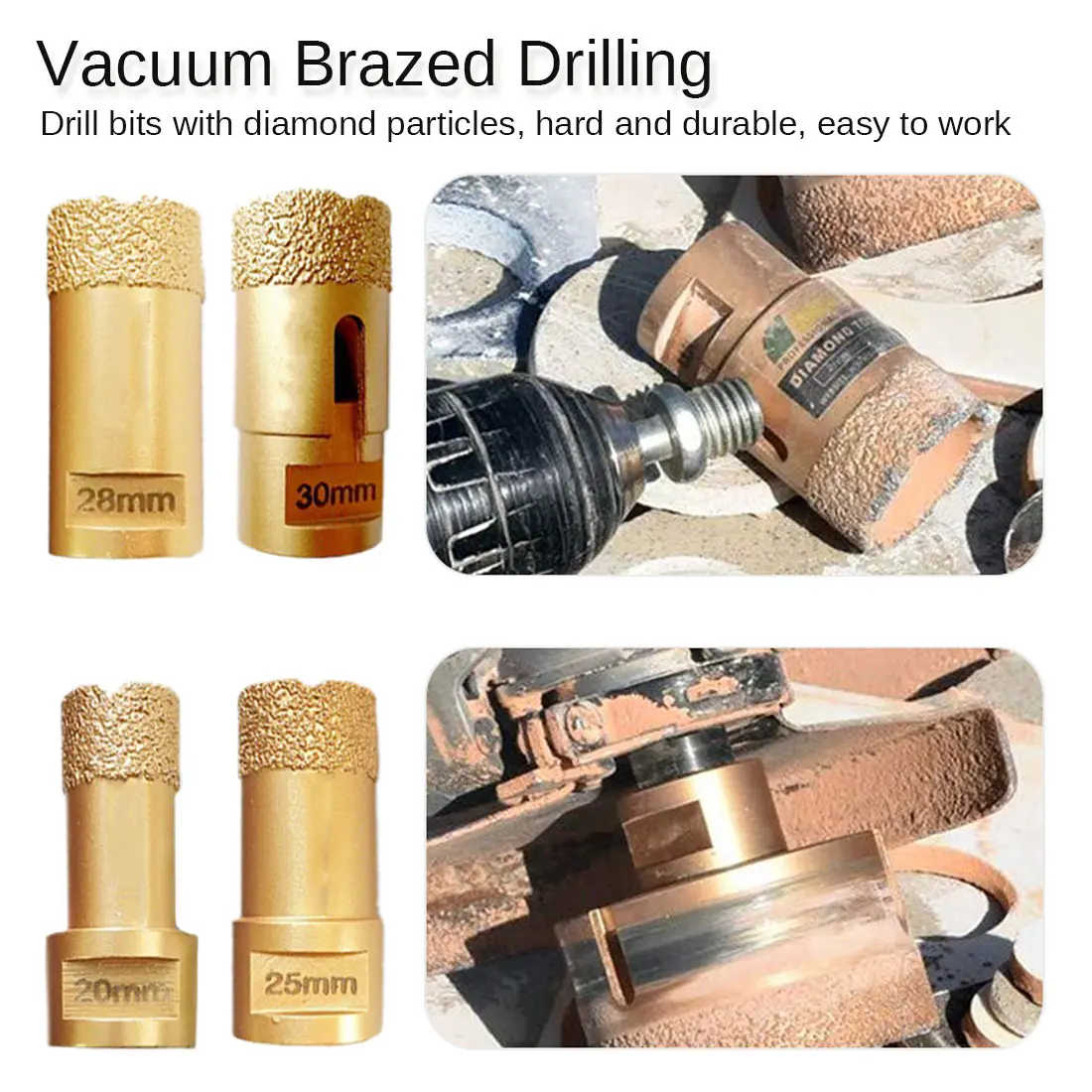 

Thread vacuum brazing dry diamond core drill bit for ceramic tile hole saw, marble and porcelain stone drill bit