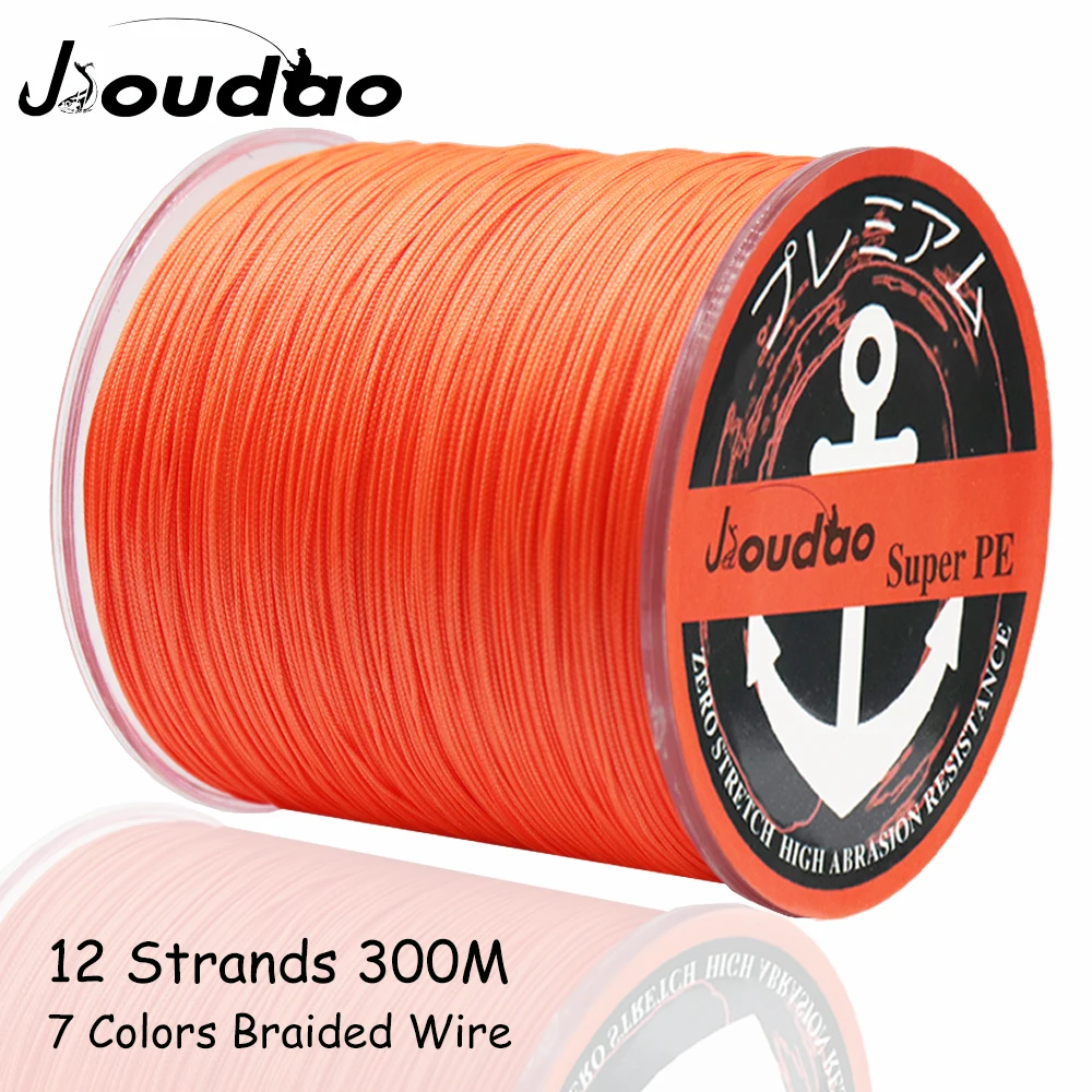 Jioudao 12 нитей 300 м плетеная леска PE провод 40LB 90LB 120LB 155LB 205LB мультифиламентная 7