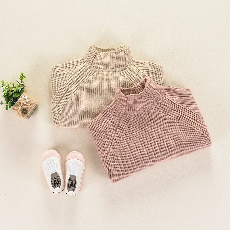 Зимний свитер с высоким воротником для маленьких девочек одежда Новинка 2019 г.