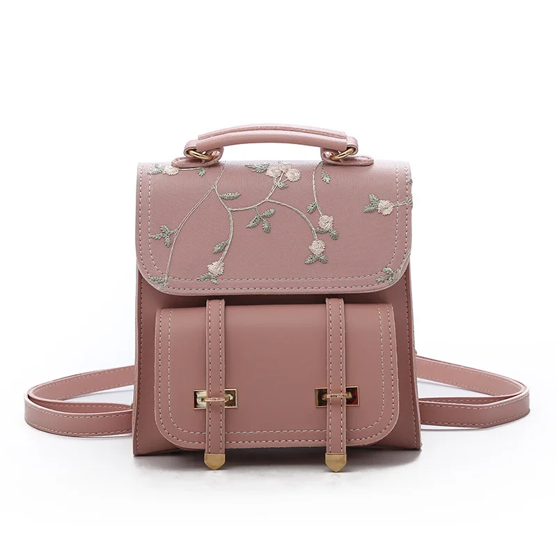 Lace Embroidered PU Shoulder Bag 2020 New Style Backpack Handbag School | Багаж и сумки