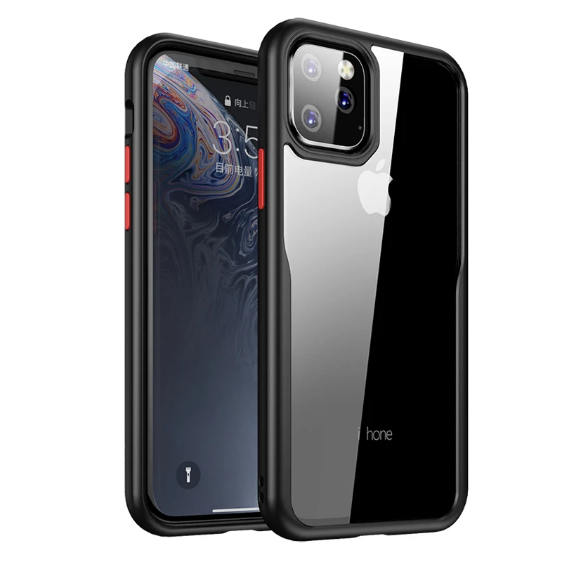 Противоударный чехол для iPhone 11 Pro, [военный класс, протестированный при падении] [2-го поколения] Полупрозрачный матовый чехол с мягкими краями - Цвет: Black Red