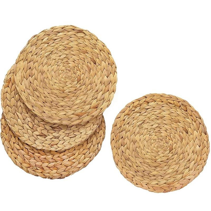 

Round Woven Placemats, Wicker Placemats, Straw Woven Placemats, Heat-Resistant Non-Slip Placemats 4 Pieces