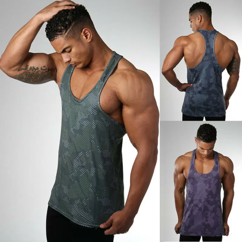 Мужская спортивная майка для бега повседневная камуфляжная облегающая летняя