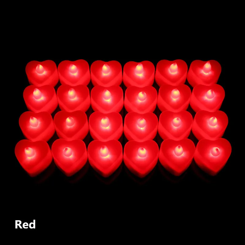 hear red 24 шт. светодиодный светильник-свеча для чая, лампа на батарейках, имитирующая цвет пламени, мигающие свечи для украшения дома, свадьбы, дня рождения, вечеринки - Цвет: hear red