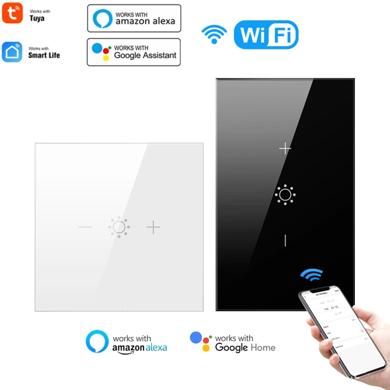 

Tuya WiFi Smart Light Switch With Luxuray Glass Panel, Touch Sensor Smart Wall Switch Voice Work With Alexa, Google Smart Home