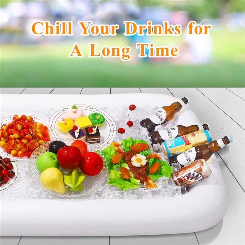 Hemoton 3PCS Inflatable Serving Bar Drinking Salad Buffet Cooler for Beach BBQ Picnic Pool Party (White) | Дом и сад