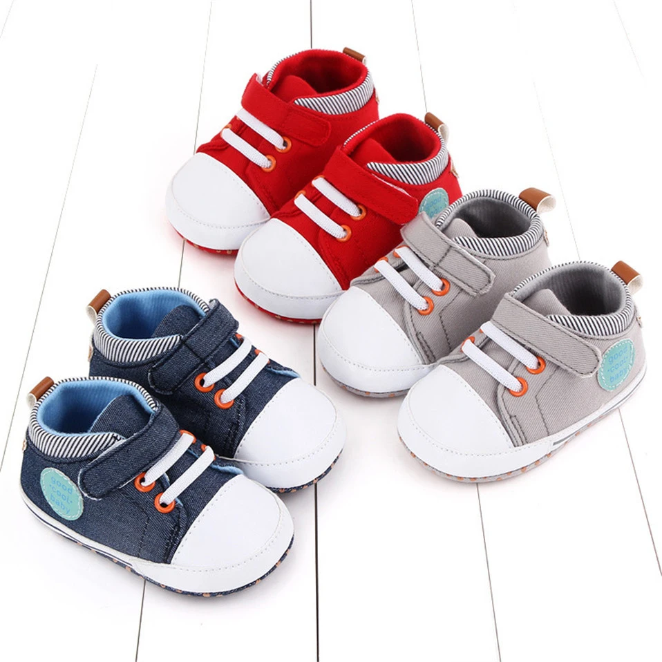 

2021 New Fashion Baby Boys Girls Canvas Sneakers Leather Sports Crib Soft First Shoes First Walkers For 0-18month