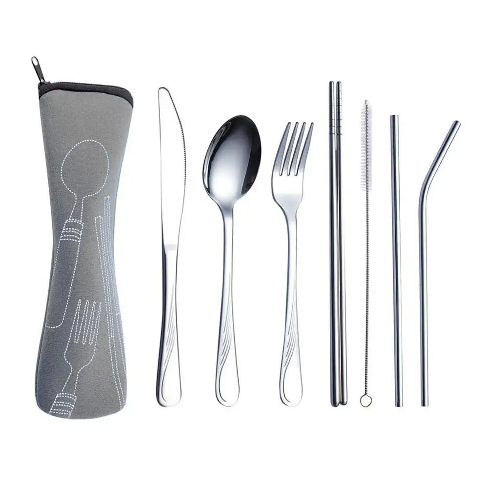 7 комплектов переносных столовых приборов для путешествий на открытом воздухе