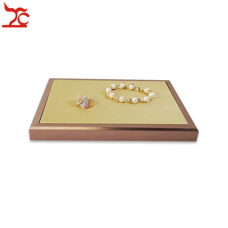 

Новинка, прямоугольник, розовое золото, нержавеющая сталь, чехол для демонстрации ювелирных изделий, золото, PU коврик, кольцо, серьги, ожерелье, браслет, органайзер для хранения, лоток