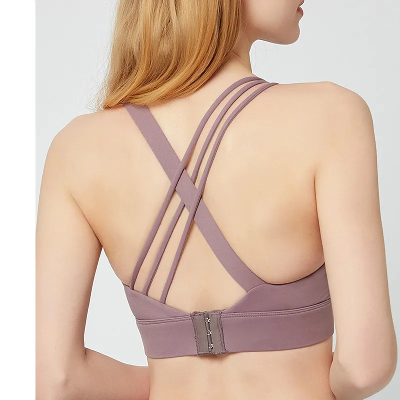 

New Arrival Women Sports Bralette High Impact Stretchy Padded Shock Proof Workout Yoga Bra Fitness Slim Fit Solid Color Crop Top