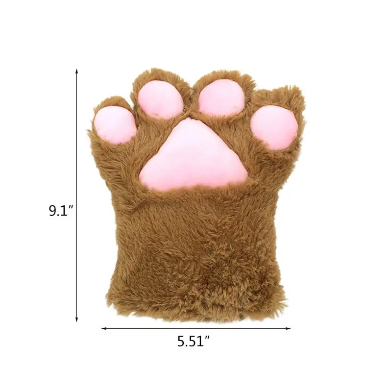 

K3NF Women Girls Cute Cat Paw Glove Winter Warm Plush Cartoon Anime Cosplay Mitten