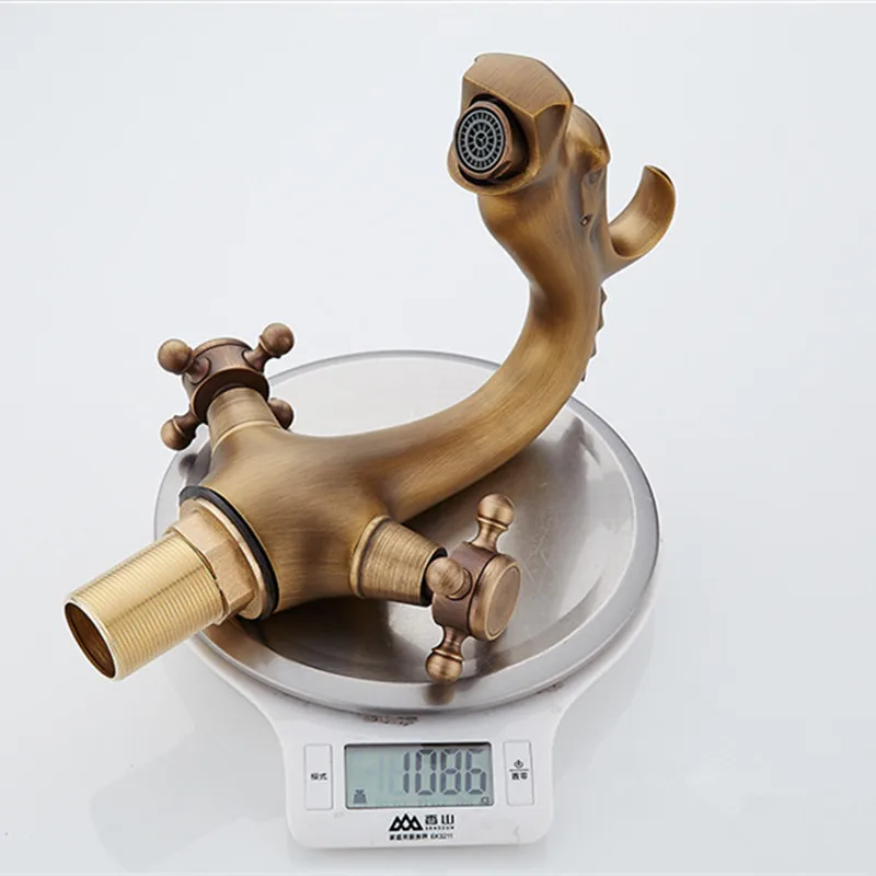 Смеситель для раковины в античном стиле с резьбой виде дракона | Обустройство