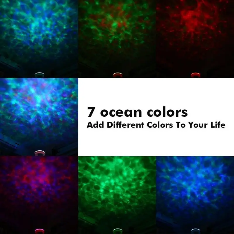 

Starry Sky Remote Control Ocean Wave Projector Built-in Mini Music Player Novelty 7 Color Changing LED Night Light(Black)