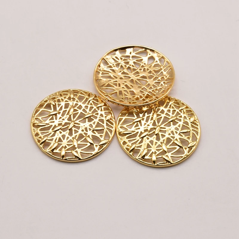 5 шт./лот 27 мм позолоченная Геометрическая круглая сетка 18 К из латуни прокладка