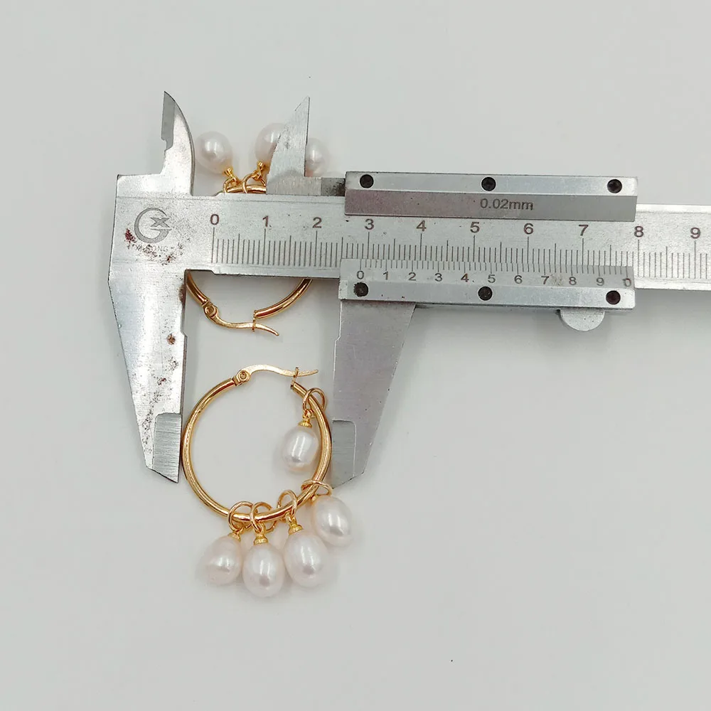 Серьги из нержавеющей стали с жемчугом 100% натуральный пресноводный жемчуг
