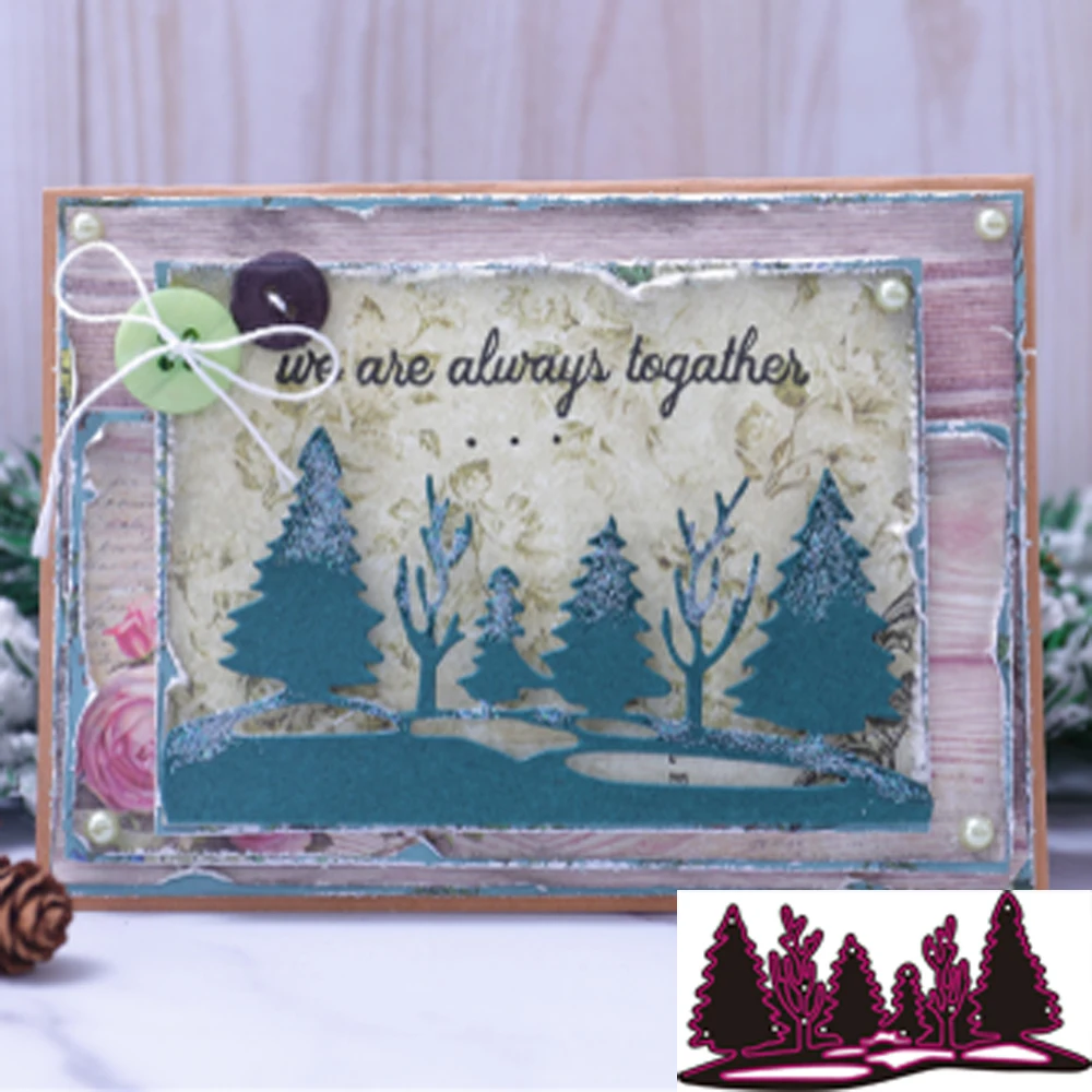 Сосновый лес металлические резные штампы рождественские для DIY скрапбукинга