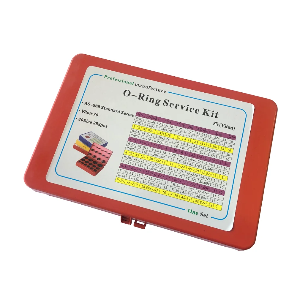 Комплект уплотнительных колец FKM как стандартный 568 30 размеров = 382 шт.