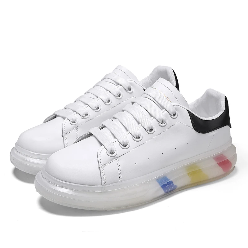 

Men's White Casual Sneakers 2021 Spring/Autumn Vulcanized Shoes Boys Tenis Sport Shoes Male Sneakers Men White Leather Shoe