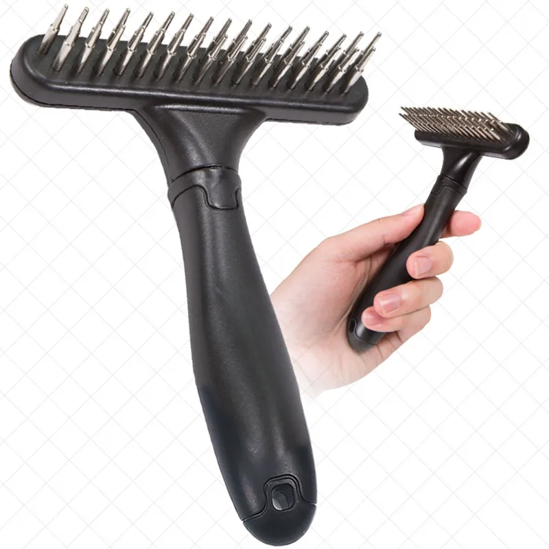 

Double Row Pins Professional Pet Undercoat Rake Cats Dogs Comb Tools Dry Loosen Brush Grooming Use Wet Dematting Supplies Pet