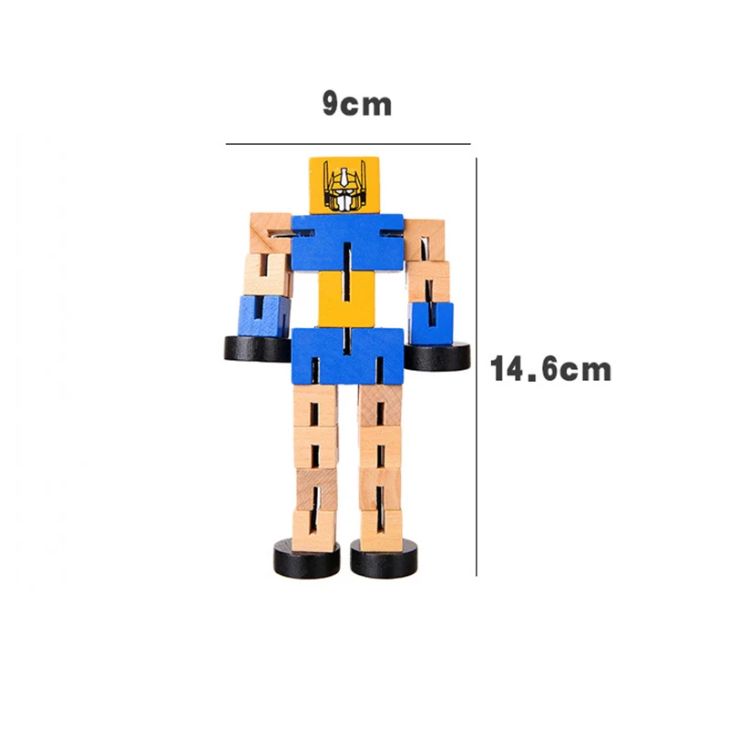 1pc Kids 3D Wooden Educational Toys Transformation Robot Building Blocks Montessori for Boy Children Grownups Office Antistress | Игрушки и