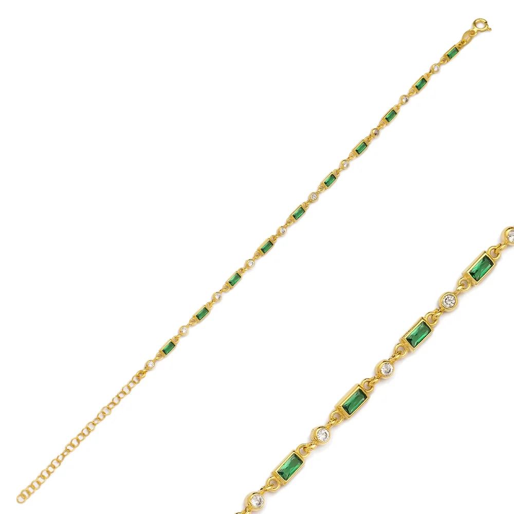 

SPENTA Jewelry Emerald Stone Fashionable Turkish Handmade 925 Sterling Silver Bracelet